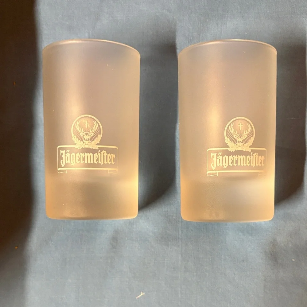 Jagermeister Frosted Shot Glasses with White Logo - Set of 2